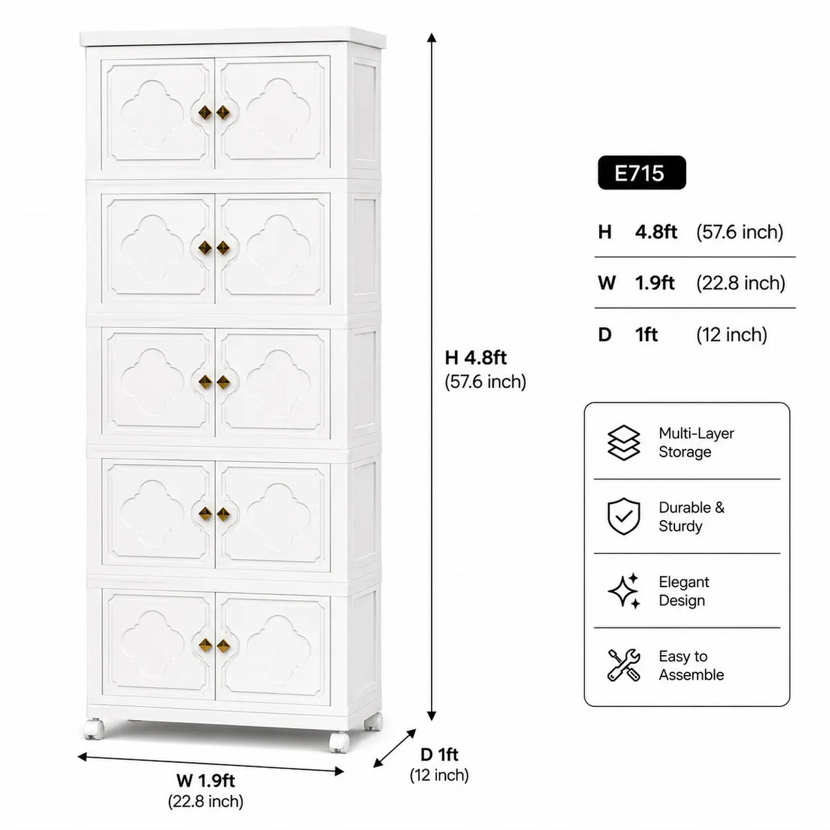Luxury Five Layer Storage Cupboard for Smart Everyday Home Organization