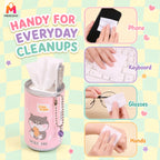 Portable Canned Wet Wipes With Cute Cartoon Chain Bell Design