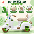 Kids Electric Ride-On Scooter With Seat, Backrest And Foot Pedal