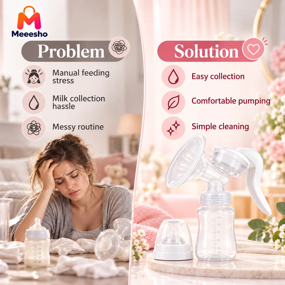 Manual Breast Pump for Gentle  Easy & Comfortable Use