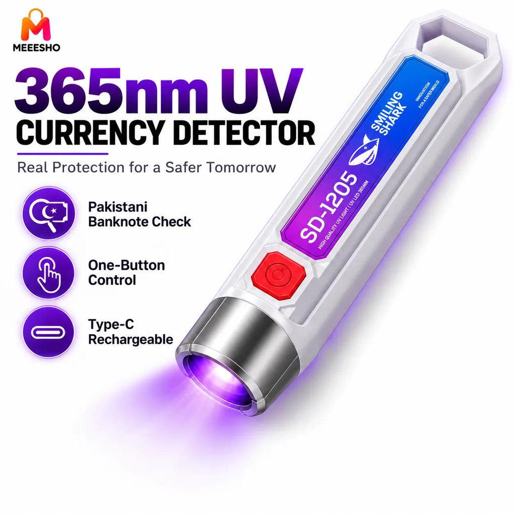 SMILING SHARK SD1205 365nm Rechargeable UV Currency Detector Flashlight Torch