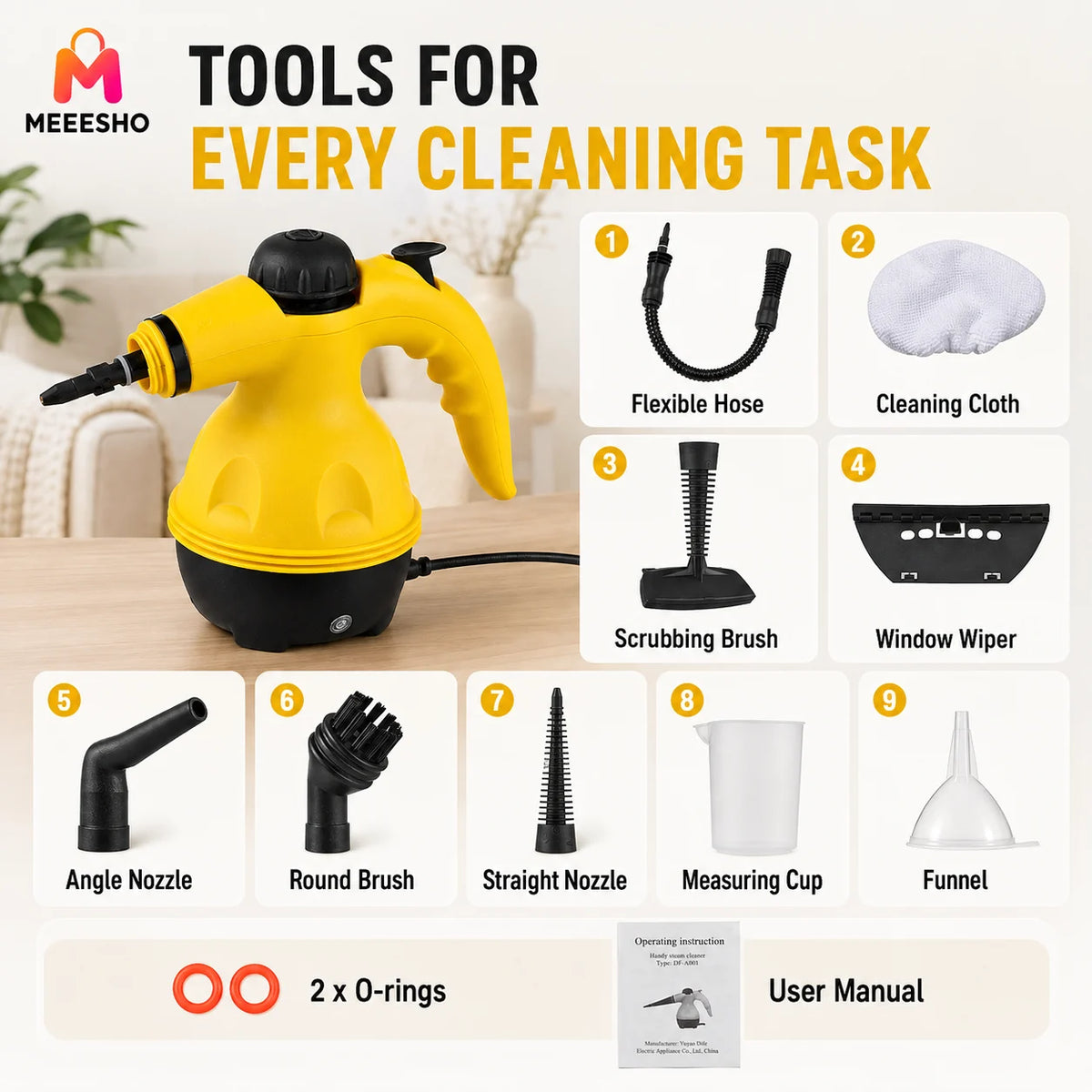 Powerful Handheld High-Temperature Steam Cleaner for Kitchen Bathroom and Car