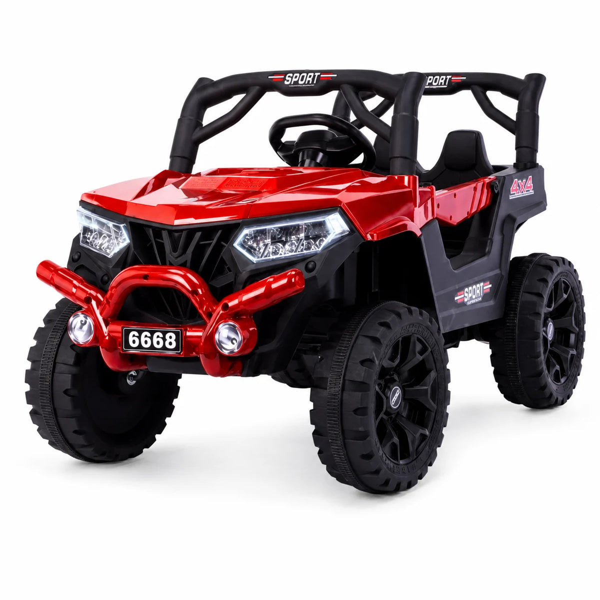 Red Large Kids Electric Jeep Rechargeable 4x4 Ride-On Adventure Vehicle