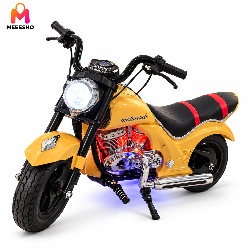 Kids Electric Cruiser Motorcycle With Headlight, Sports Meter And Lights