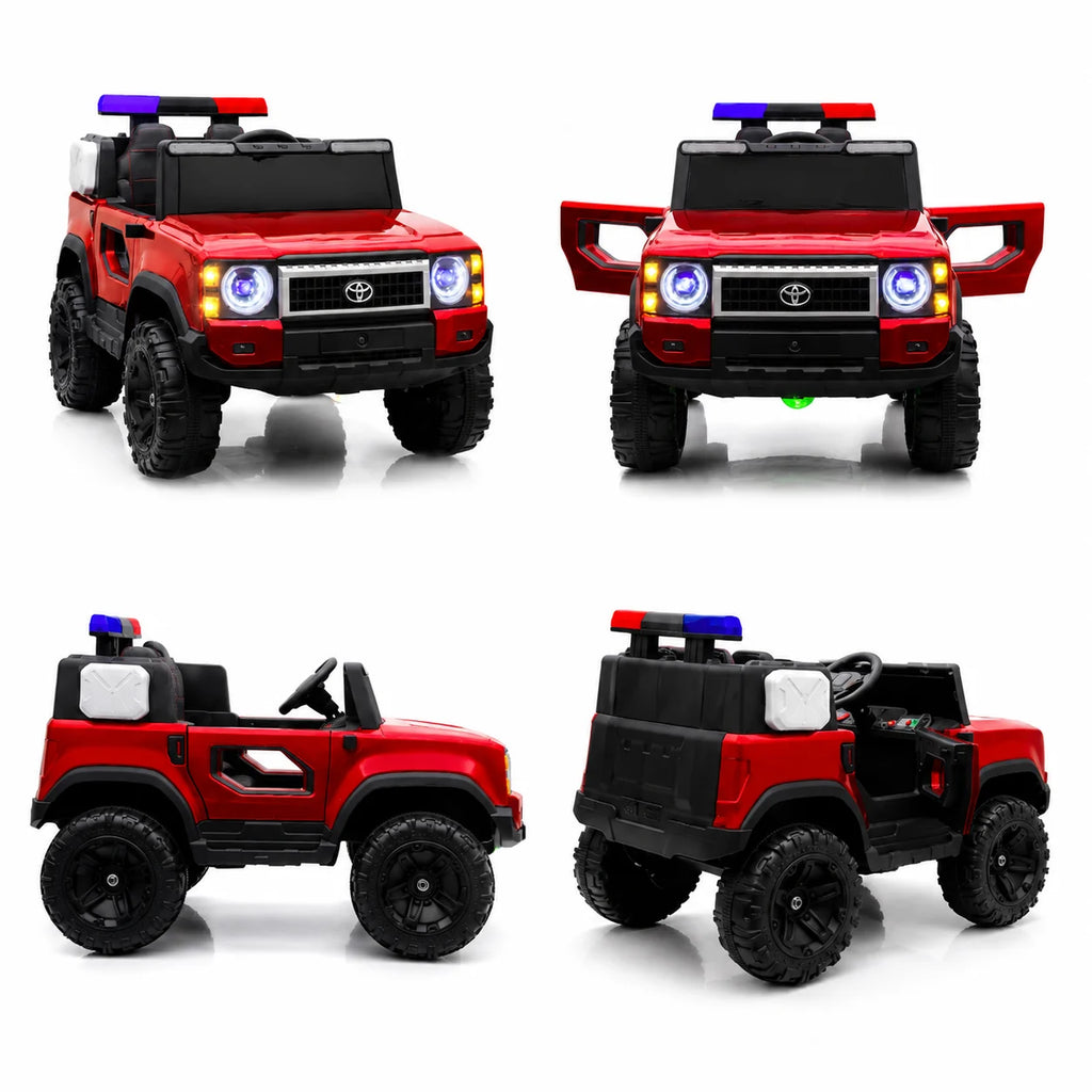 Red Toyota-Style Kids Electric Police Jeep Ride-On Patrol Vehicle Toy