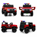 Red Toyota-Style Kids Electric Police Jeep Ride-On Patrol Vehicle Toy