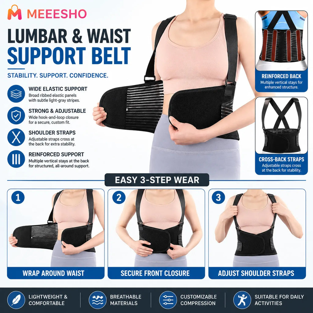 Adjustable Lumbar Back Support Belt for Work and Lifting Comfort