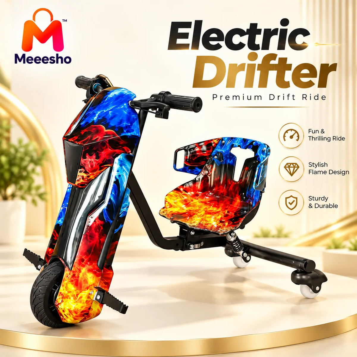 Electric Drift Scooter With Flame Design for Kids