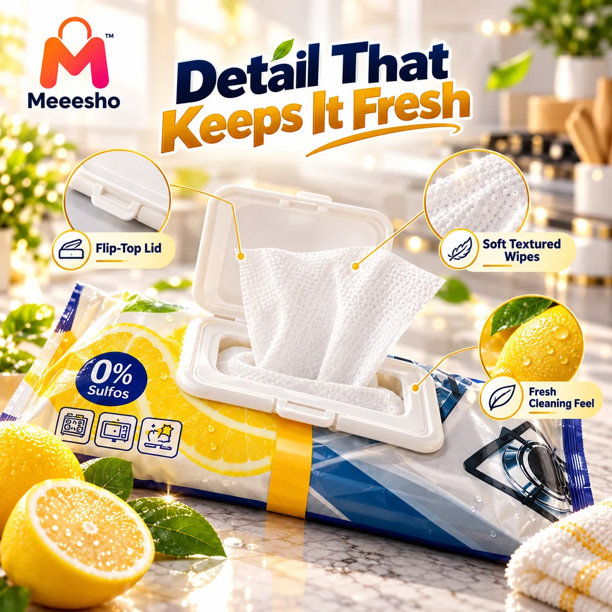 Fresh Kitchen Wipes for Easy Hygienic Daily Cleaning