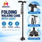 Foldable Adjustable Trekking Pole With Light For Safe Comfortable Walking