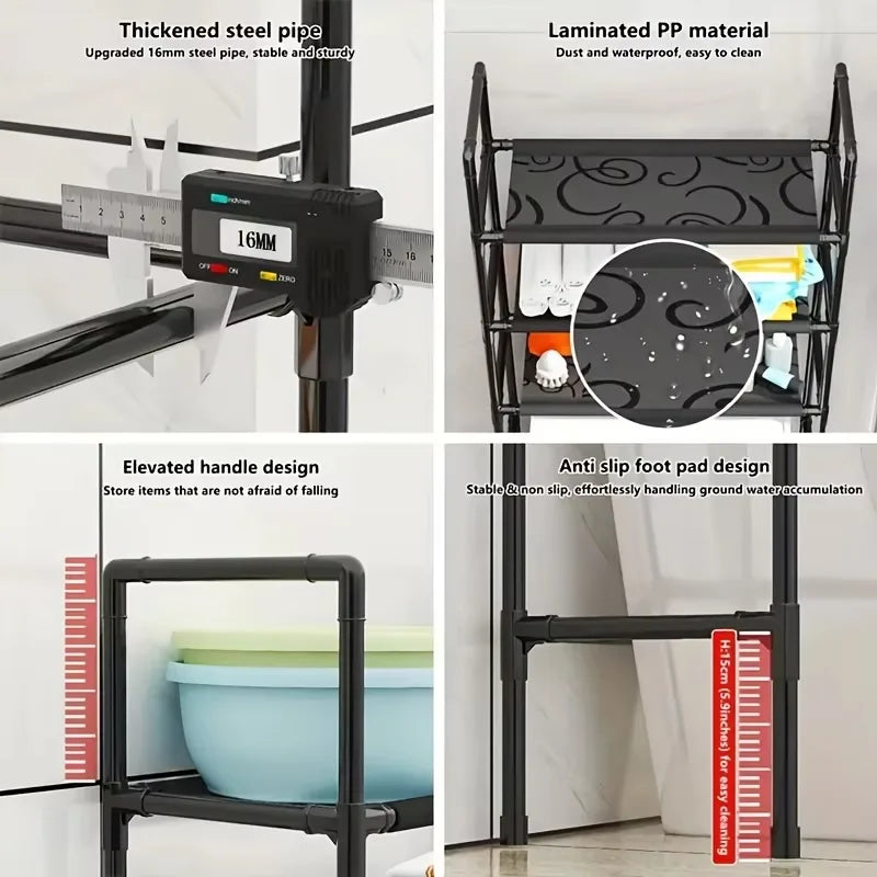 3-Floor Over Toilet Bathroom Storage Rack Organizer Shelf Stand Unit