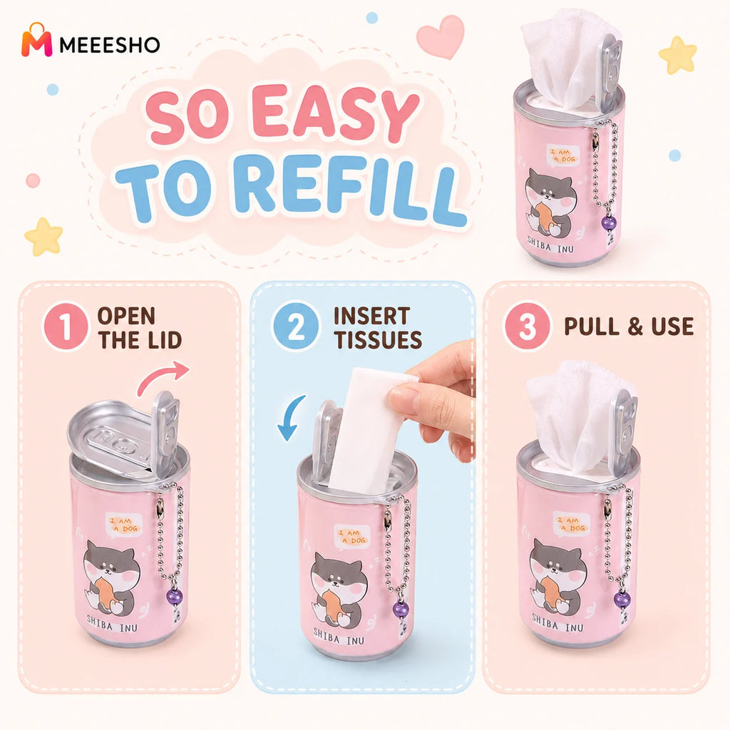 Portable Canned Wet Wipes With Cute Cartoon Chain Bell Design