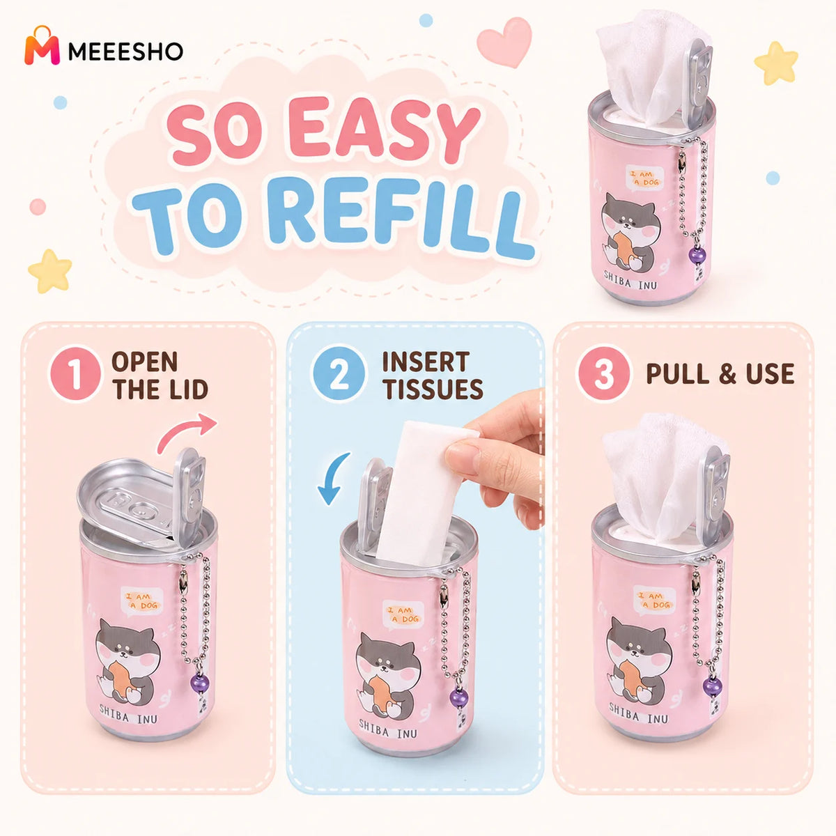 Portable Canned Wet Wipes With Cute Cartoon Chain Bell Design