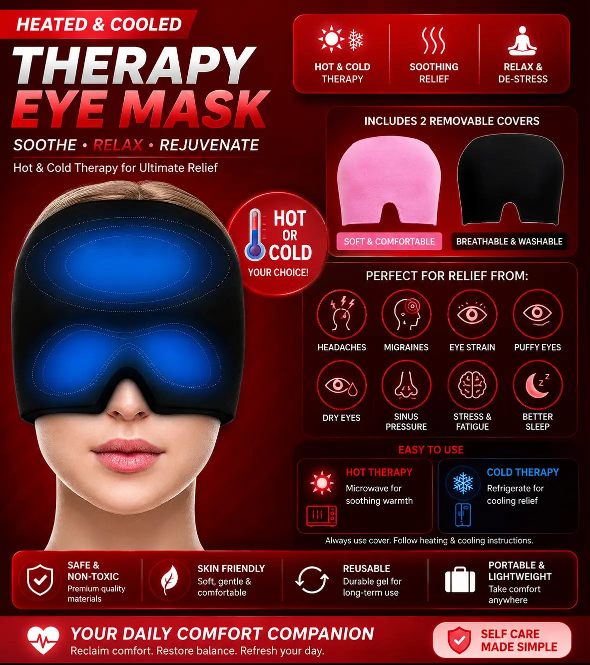 Sleep Mask Gel Ice Headache Migraine Relief Hat Comfortable Hot Cold Therapy Eye Mask Eyeshade Cover Shade Eye Patch Women Men