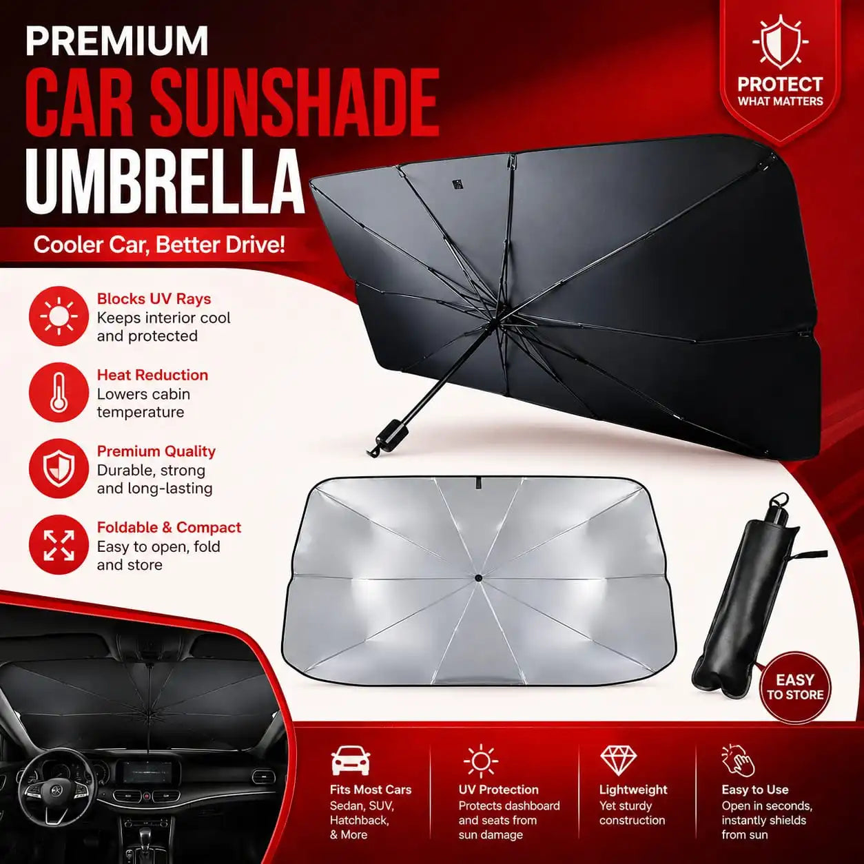 Car Windshield Sunshade Umbrella Heat Block Interior Cooling Protector