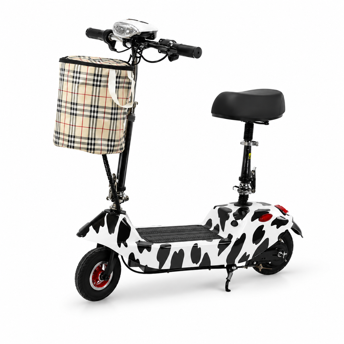 Foldable Electric Scooter With Seat Basket Stylish Rechargeable Personal Ride