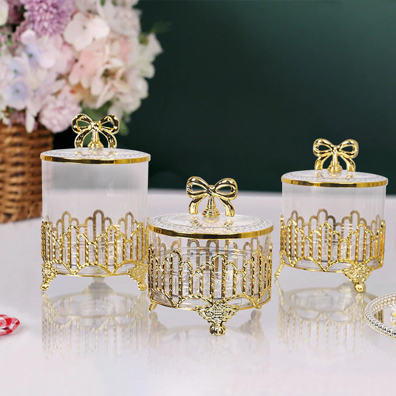 European Retro Gold Plated Candy Nut Luxury Storage Decorative Jar
