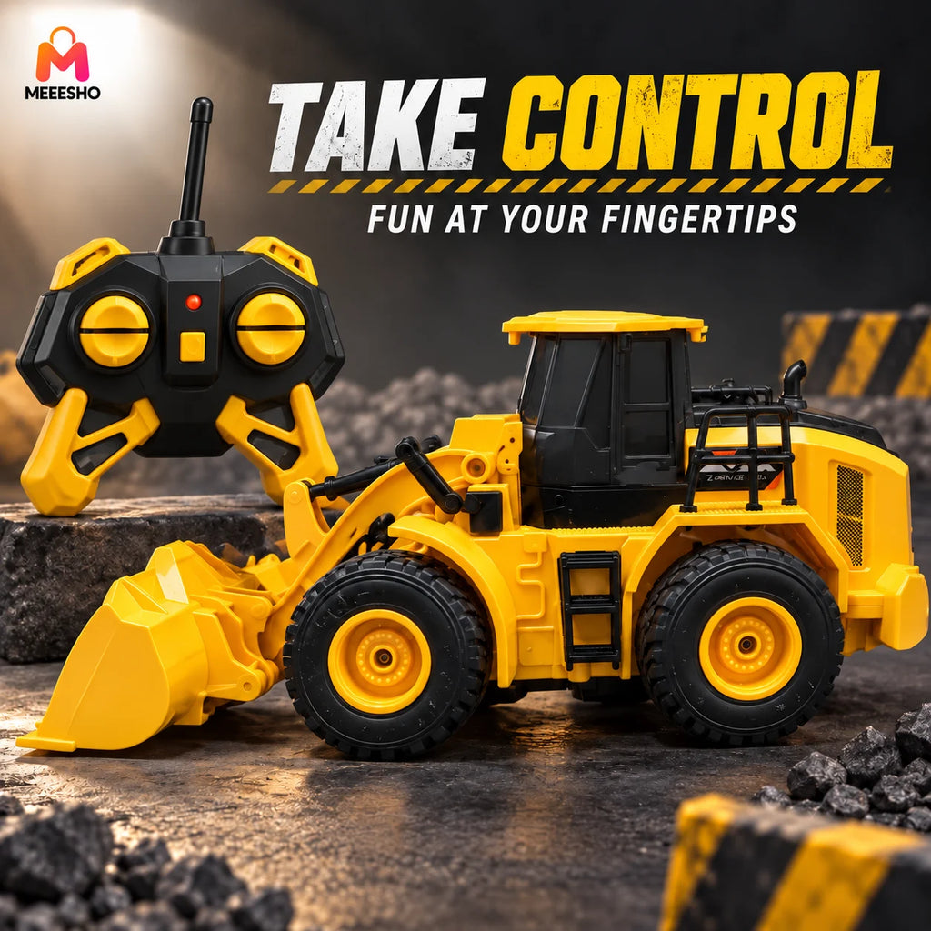 Remote Control Bulldozer Toy With Moving Loader And Chunky Wheels
