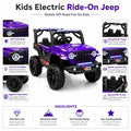 Purple Kids Electric Jeep Large Ride-On 4x4 Adventure Vehicle Toy
