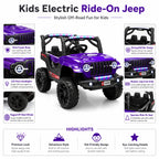Purple Kids Electric Jeep Large Ride-On 4x4 Adventure Vehicle Toy