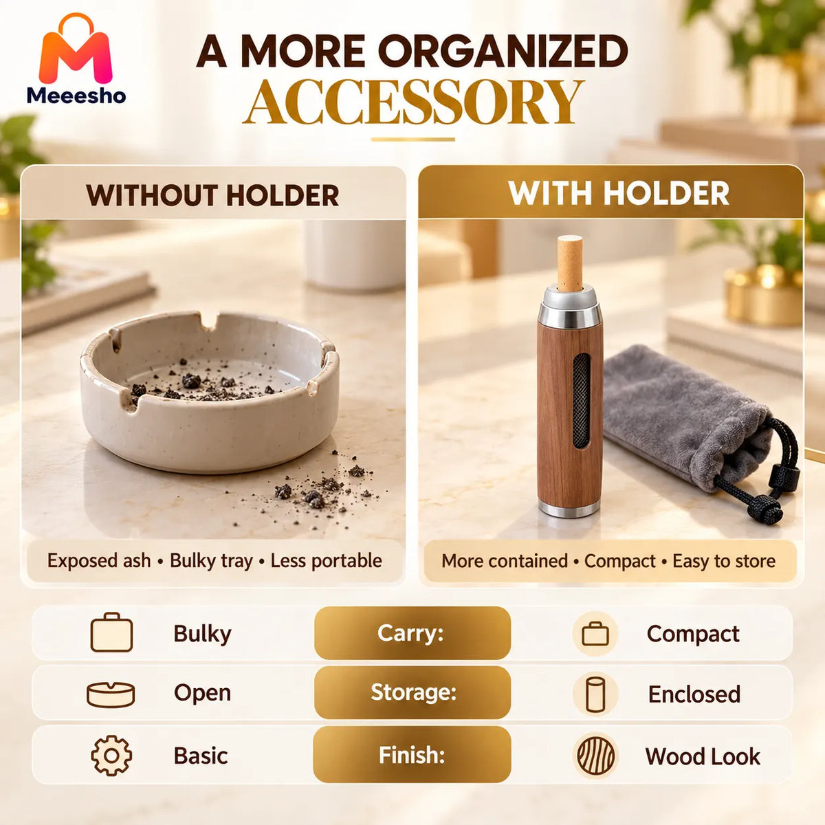 Cleaner Smoking Accessory with Premium Wood Finish