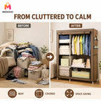 Spacious Grey Canvas Wardrobe with Sturdy Frame and Easy Assembly