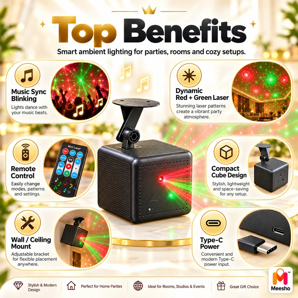 Music Sync Cube Laser Light for Stunning Party Vibes