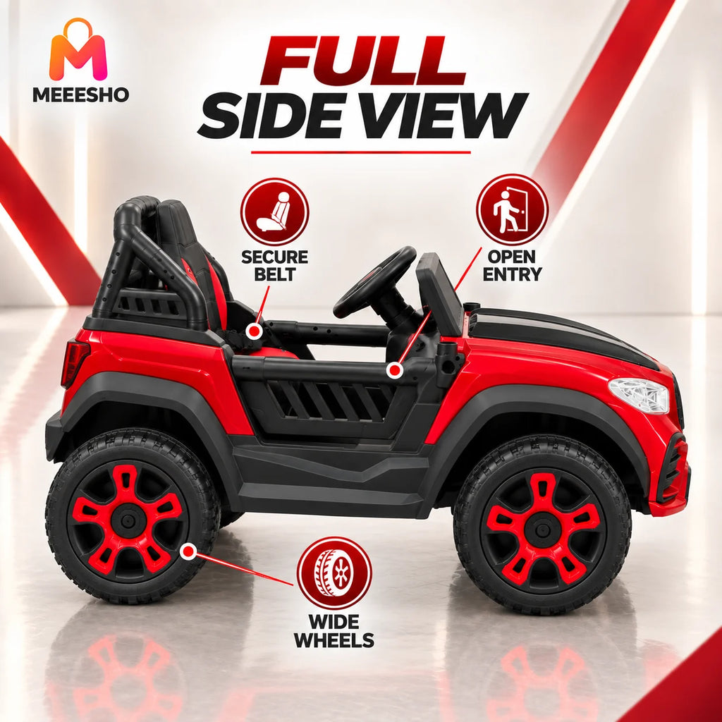 Kids Electric Ride-On SUV With Steering, Safety Belt And Wheels