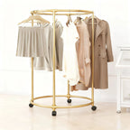 Heavy Duty Circular Rotating Clothes Rack Wheels Home Balcony Storage