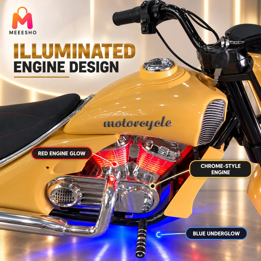 Kids Electric Cruiser Motorcycle With Headlight, Sports Meter And Lights