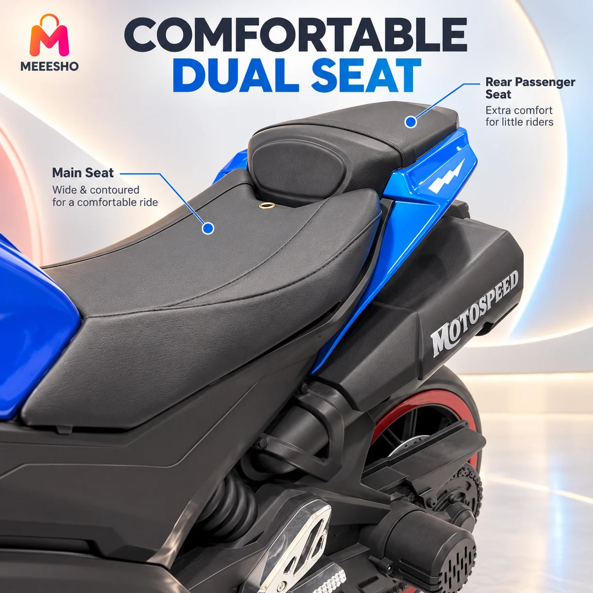 Kids Electric Sports Bike With Music Controls And Dual Seat