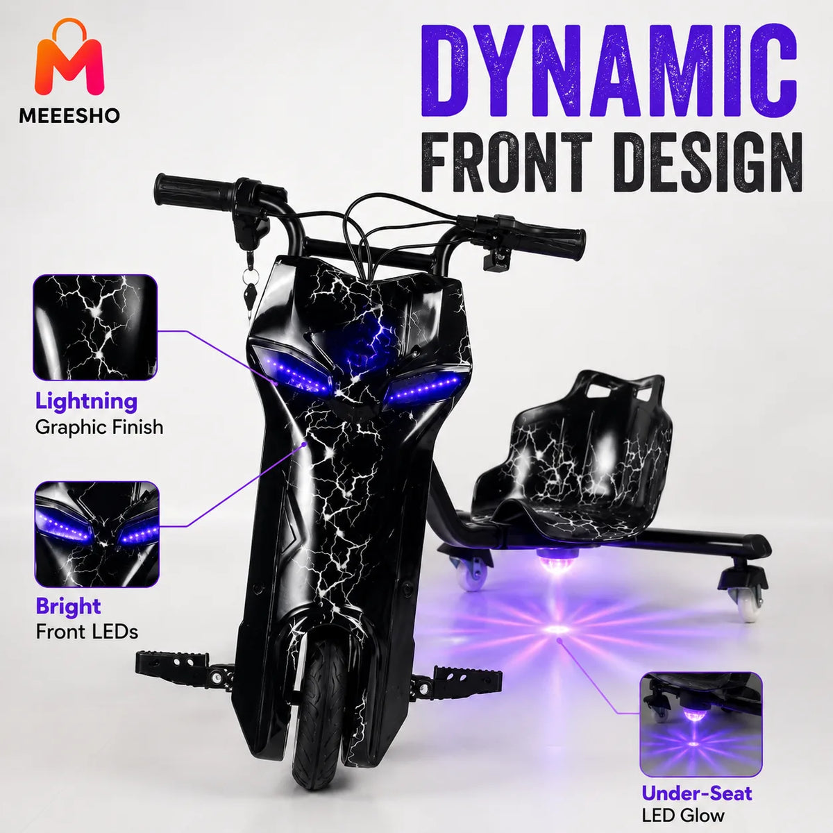 Durable Electric Drift Trike With Three Wheels For Outdoor Fun