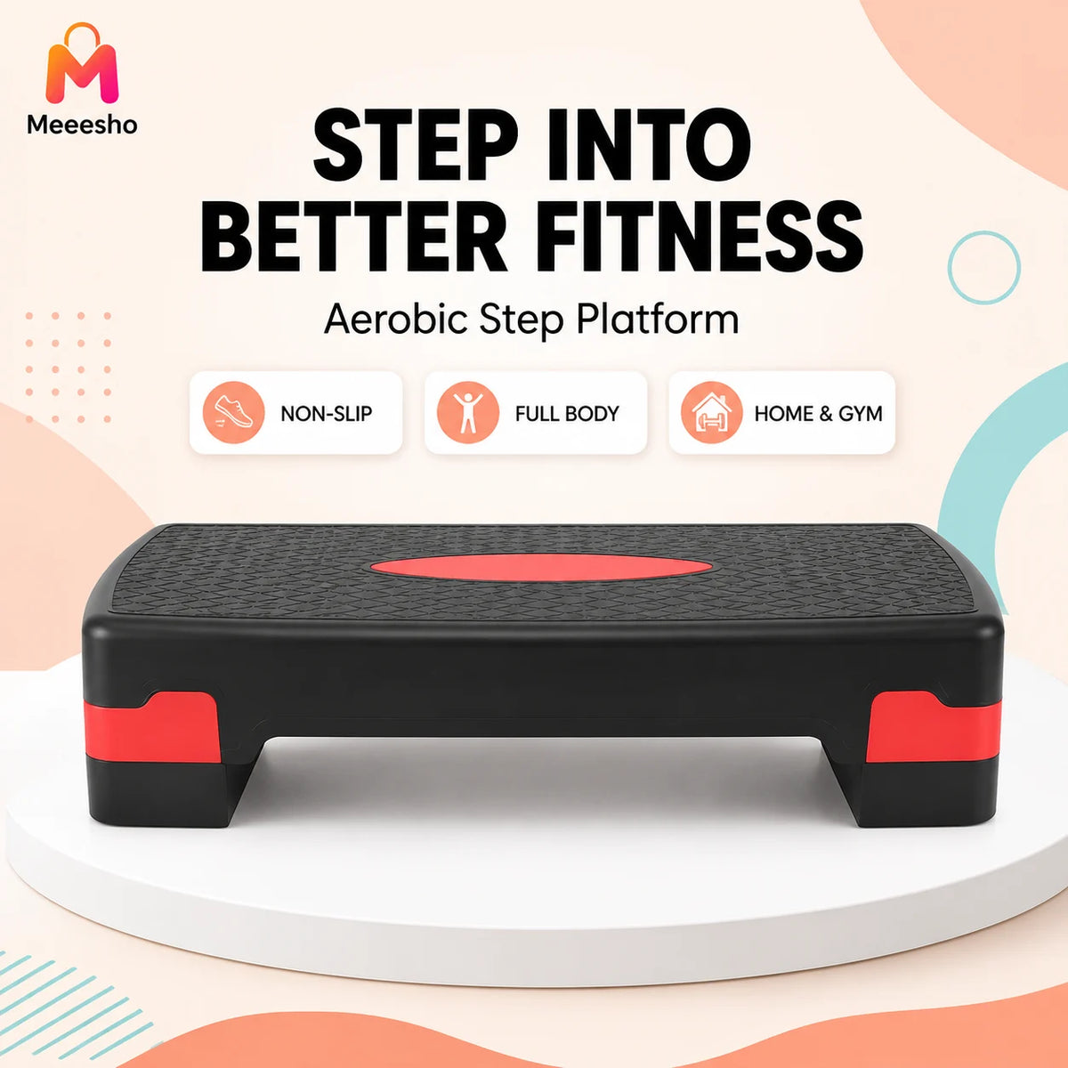 Adjustable Black Exercise Stepper for Safe Stable Home Workouts