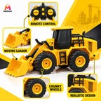 Remote Control Bulldozer Toy With Moving Loader And Chunky Wheels