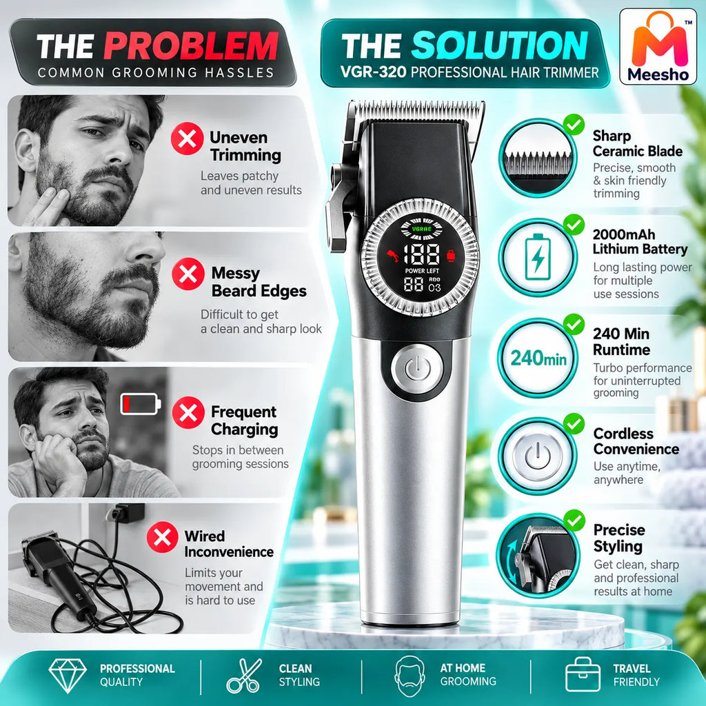 VGR-320 Professional Hair Trimmer for Precision Cuts