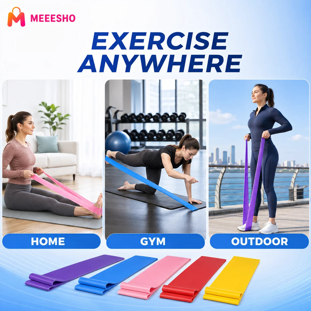 Portable Yoga Pilates Resistance Band for Full Body Strength Training