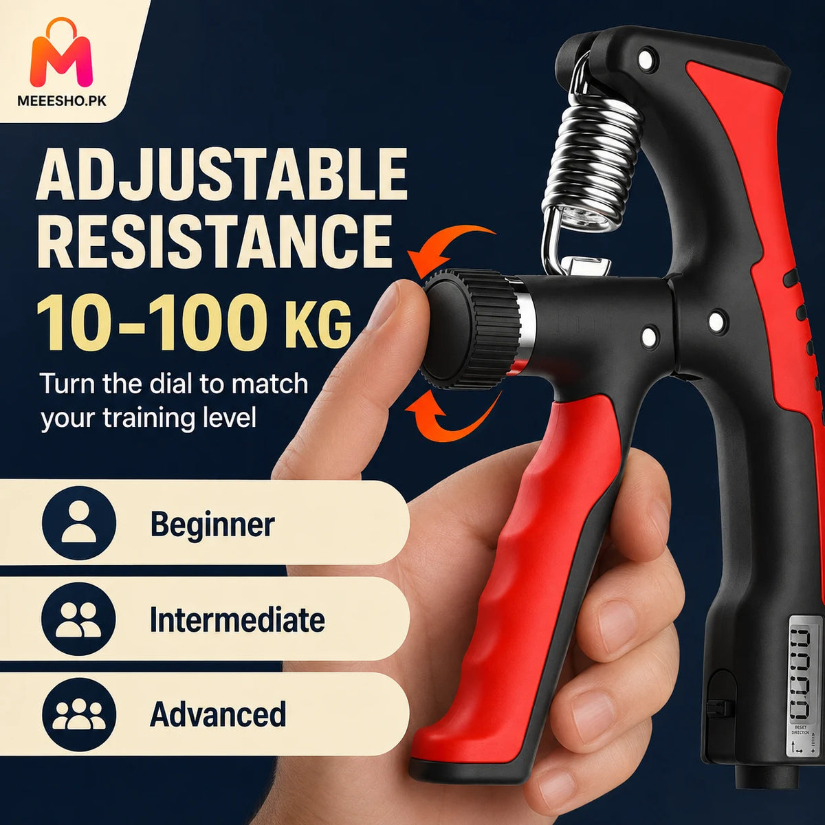 Digital Adjustable Hand Gripper 10–100KG Counter for Forearm Strength Training