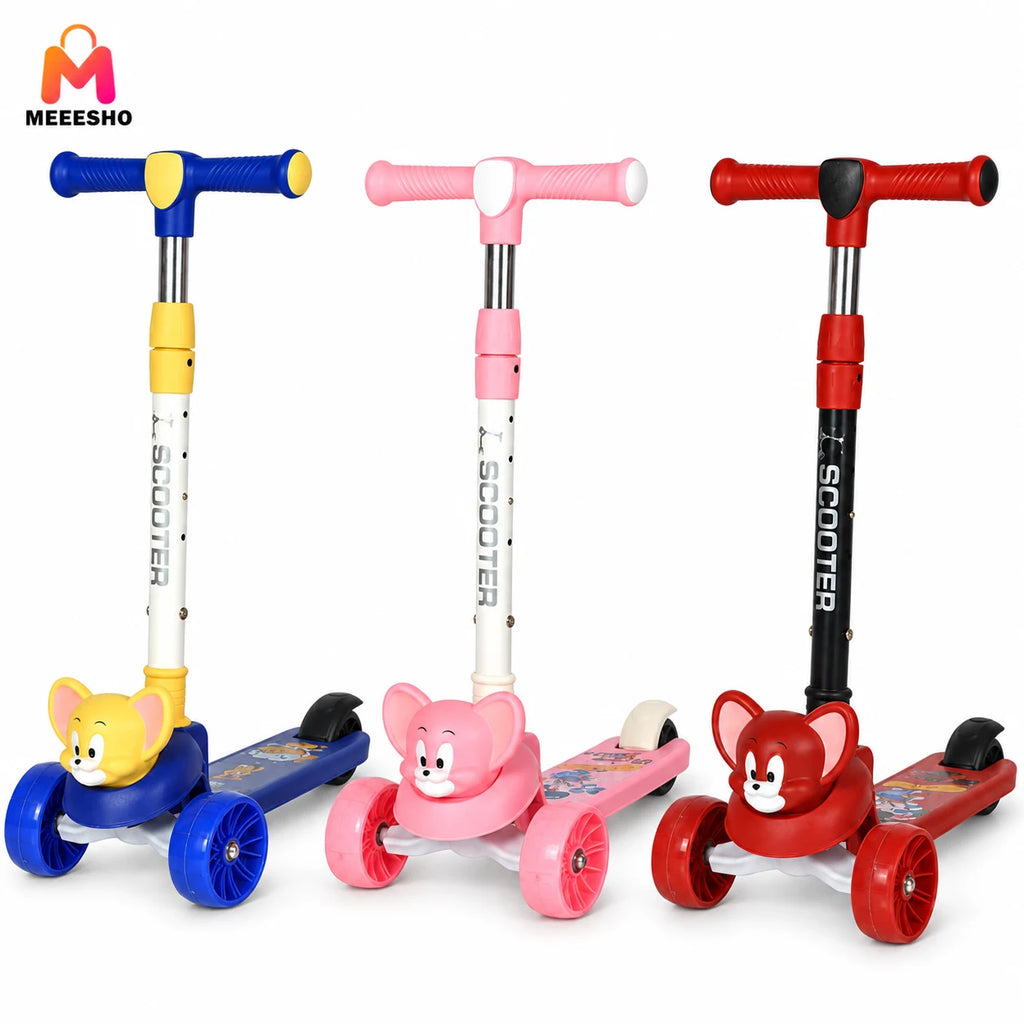 Jerry Character Kids Manual Scooter Adjustable Three Wheel Balance Ride Scooter