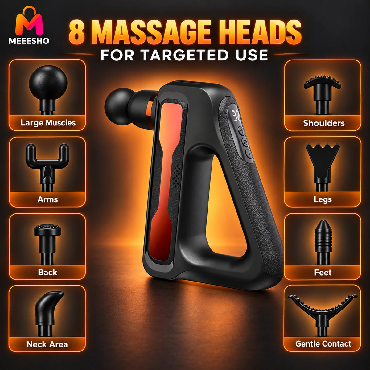 32-Level Electric Massage Gun With Eight Heads For Muscle Relaxation