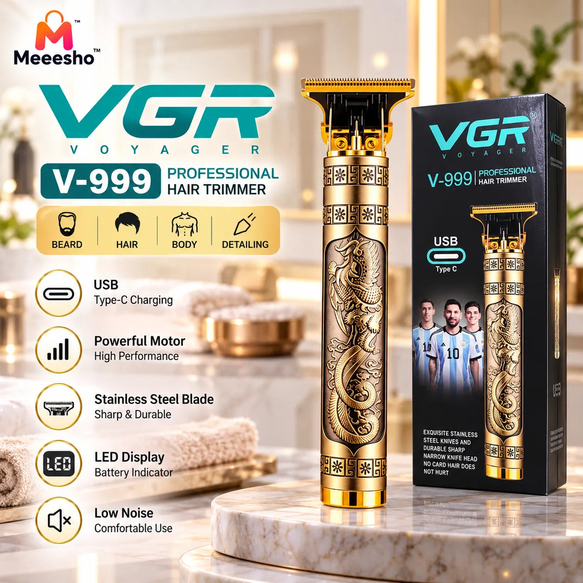 VGR V-999 Professional Hair Trimmer 7500 RPM Power