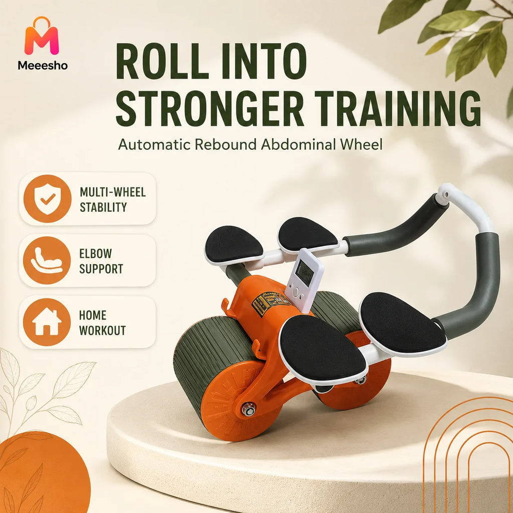 Automatic Rebound Ab Roller With Elbow Support For Home Fitness